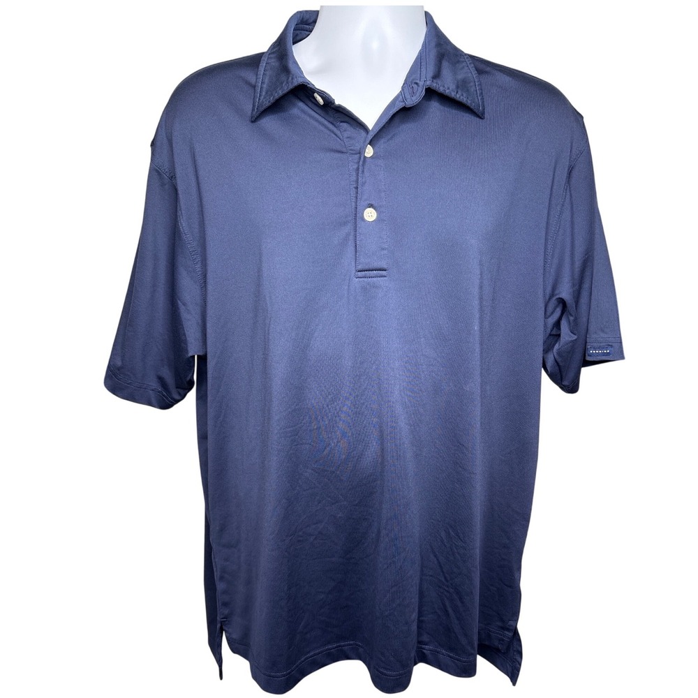 DUNNING Mens Navy Blue Polo Shirt Sz L Performance Golfcore Moisture Wicking